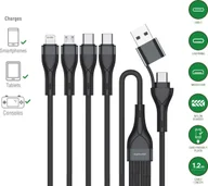 Kable USB - Kabel USB 4smarts USB-A + USB-C - 2x USB-C + Lightning + microUSB 1.2 m Czarny 541023 - miniaturka - grafika 1