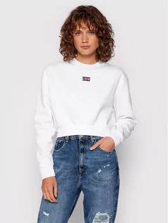 Bluzy damskie - Tommy Jeans Bluza Tjw Tiny DW0DW11051 Biały Cropped Fit - grafika 1