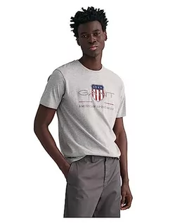 Koszulki męskie - GANT Męski t-shirt REG Archive Shield SS, szary melanż, standardowy, szary melanż, M - grafika 1