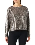 Koszulki i topy damskie - ONLY Women's ONLELIN 3/4 Shine TOP JRS T-Shirt, Black/AOP: Silver Leo, M - miniaturka - grafika 1