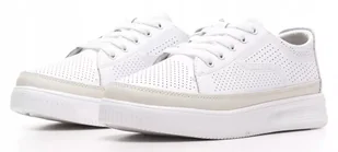 Skórzane buty sportowe damskie Sergio Leone DSP020BIBE białe - Buty sportowe damskie - miniaturka - grafika 1