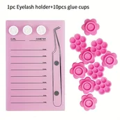 Sztuczne rzęsy i akcesoria - TEMU Magnetowy akrylowy uchwyt do miarkowania przedłużania rzęs z paletą kleju i podkładką do fałszywych rzęs - narzędzia do przedłużania rzęs dla - miniaturka - grafika 1