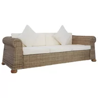 Sofy ogrodowe - vidaXL 3-osobowa sofa z poduszkami, naturalny rattan vidaXL - miniaturka - grafika 1