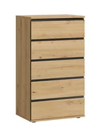 Inne meble do salonu - Komoda Naxos K05 5S Dąb Artisan / Czarny Mat - miniaturka - grafika 1