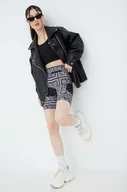 Spodenki damskie - Champion szorty 115128 damskie kolor czarny z nadrukiem high waist 115128-KL001 - miniaturka - grafika 1