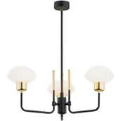 Lampy sufitowe - Argon Ravello lampa wisząca 3x15W opal mat//czarna struktura/mosiądz 6166 - miniaturka - grafika 1