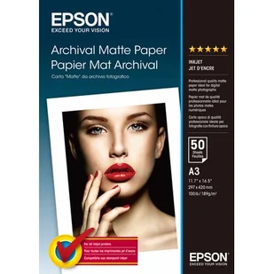 Epson Papier Archival Matte (matowy, 192g, A3, 50 S041340, C13S041340 - Papier do drukarek - miniaturka - grafika 1
