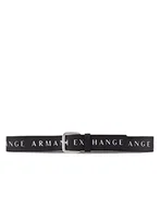 Paski - Armani Exchange Męski pasek z nadrukiem logo, czarny/złamana biel, 30 - miniaturka - grafika 1