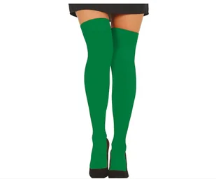 Pończochy gładkie - zielone - Skarpetki damskie - miniaturka - grafika 1