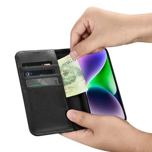 iCarer Wallet Case 2in1 etui iPhone 14 Plus skórzany pokrowiec z klapką Anti-RFID czarny (WMI14220727-BK) - Etui i futerały do telefonów - miniaturka - grafika 13