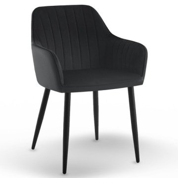 Krzesło Tapicerowane Nowoczesne Loft Glamour Paski KT203 Maria III Czarne