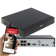 Rejestratory do monitoringu - Rejestrator POE Dahua NVR4104HS-P-EI na 4 kamery IP do 16 Mpx Analityka AI SMD+ WizSense - miniaturka - grafika 1