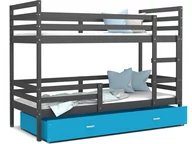 Łóżka dla dzieci i młodzieży - Łóżko piętrowe 160x80 szare niebieskie JACEK - miniaturka - grafika 1