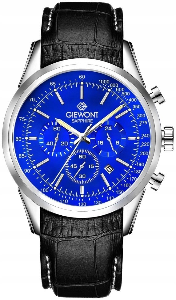 Zegarek Giewont Zegarek Męski Giewont Chronograph Sapphire Srebrno Niebieski GW7650-A3