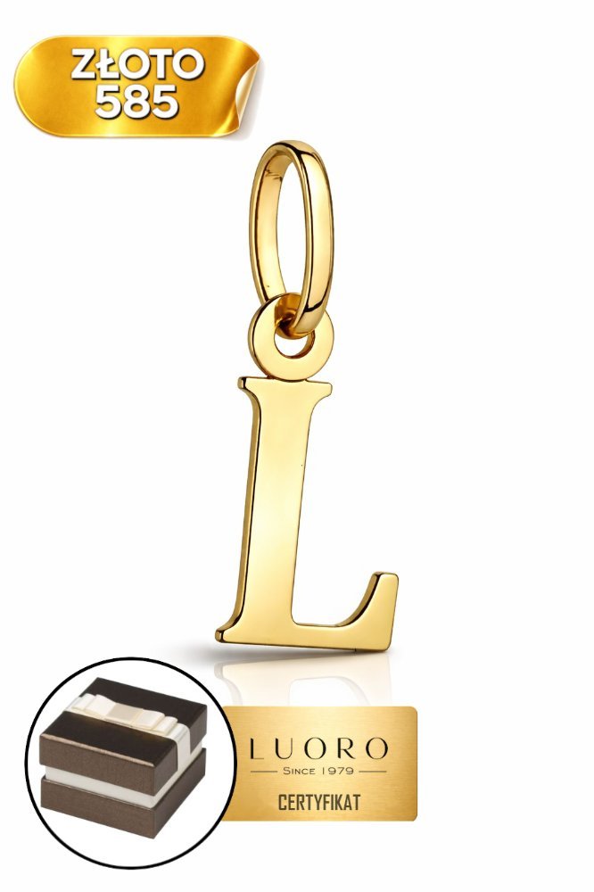 ZAWIESZKA ZŁOTA 585 14K LITERKA L DUŻA 24 MM ŻÓŁTE ZŁOTO ELEGANCKA