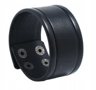 Bransoletki - Punk bransoletka skórzana dla mężczyzn Czarny - miniaturka - grafika 1