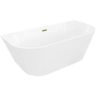 Wanny - Mexen Oris wanna wolnostojąca przyścienna ryflowana 150 x 75 cm, biała, przelew złoty- 52871507500-50 - miniaturka - grafika 1