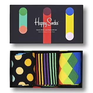 Skarpetki damskie - Happy Socks Classic Multi-Colors Gift Set, kolorowe i zabawne, Skarpety dla kobiet i mężczyzn, Czarny 3 pary (41-46) - grafika 1