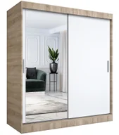 Szafy - Szafa przesuwna dąb sonoma + biały 180 cm Mannis 3X - miniaturka - grafika 1
