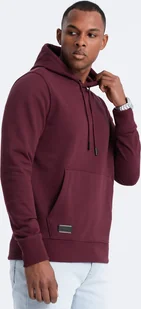 Ombre Bawełniana męska dresowa bluza kangurka z kapturem BASIC bordowa V3 OM-SSBN-0161 S - Bluzy męskie - miniaturka - grafika 1