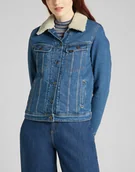 Kurtki damskie - Lee Sherpa Rider Damska Kurtka Jeansowa Logo Worn Iris L54Vmwqw-M - miniaturka - grafika 1