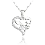 Naszyjniki - MINET Naszyjnik srebrny ANIOŁ z cyrkonia - miniaturka - grafika 1