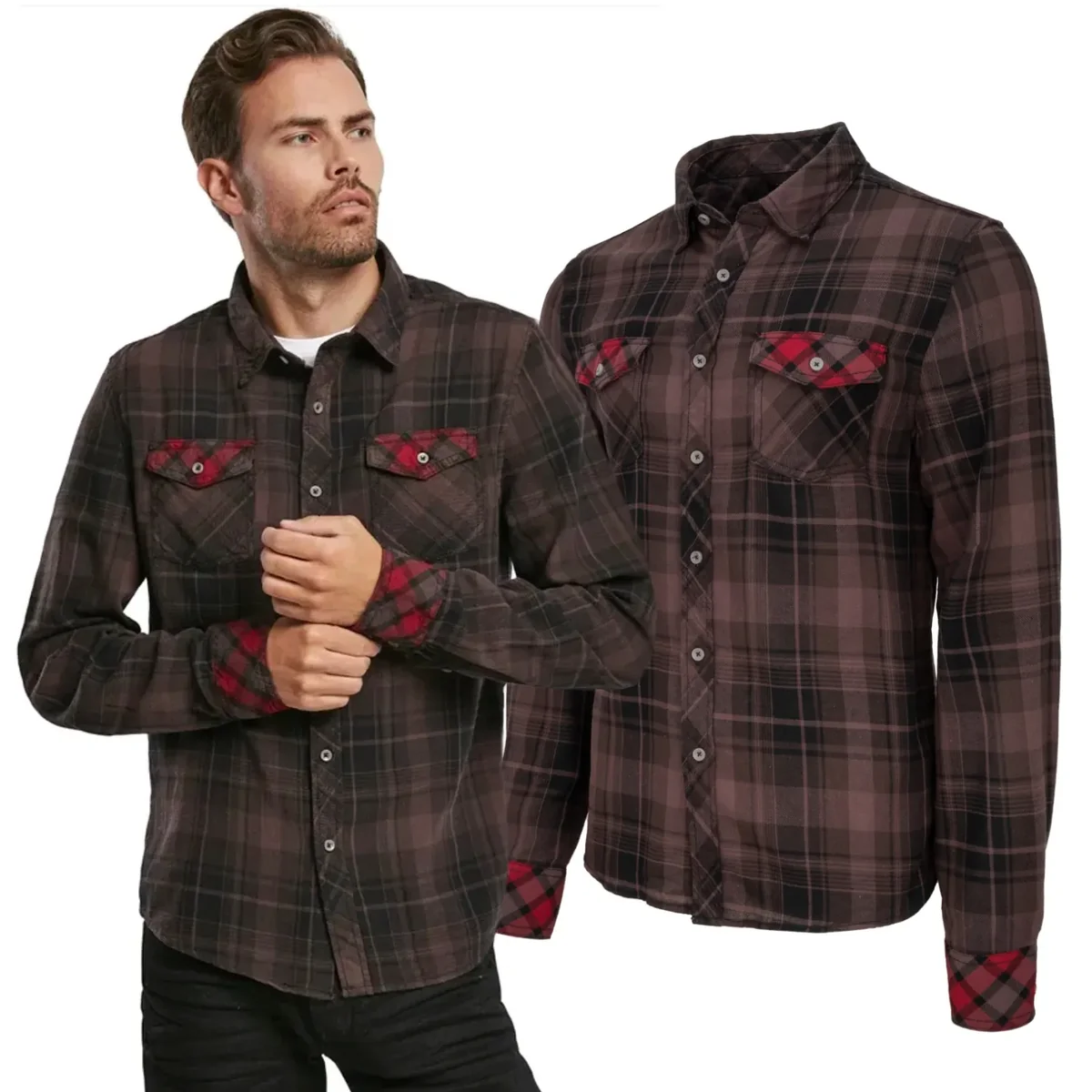 Koszula z długim rękawem BRANDIT Duncan Shirt Brown-Black 3XL [3XL]