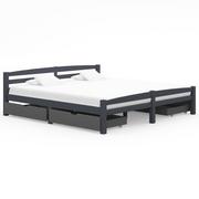 Łóżka - shumee Rama łóżka z 4 szufladami ciemnoszara sosnowa 180 x 200 cm - miniaturka - grafika 1