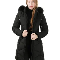 Kurtki damskie - TEMU Damska kurtka zimowa pikowana z kapturem. elegancka parka, modna taliowana kurtka na zimę - miniaturka - grafika 1