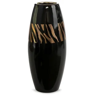Wazon Dekoracyjny Ceramiczny Selena 14X14X34 Czarny + Złoty - Wazony i flakony - miniaturka - grafika 1