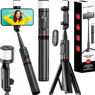 Selfie stick Alogy Selfie stick kijek Bluetooth Alogy Statyw Tripod uchwyt do telefonu zdjęć z pilotem 75.8cm czarny - Selfie stick - miniaturka - grafika 1