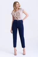 Spodnie damskie - Granatowe jeansy mom fit - Greenpoint - miniaturka - grafika 1