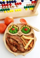 Miseczki i talerzyki dla dzieci - ECO RASCALS ECORASCALS Miseczka Bambusowa zielona Sowa one size - miniaturka - grafika 1