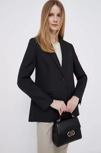 Calvin Klein marynarka kolor czarny jednorzędowa gładka - Marynarki i żakiety damskie - miniaturka - grafika 1