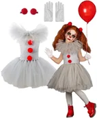 Stroje karnawałowe - Strój Kostium Sukienka Tutu Klaun Arlekin Przebranie Halloween 110/116 - miniaturka - grafika 1
