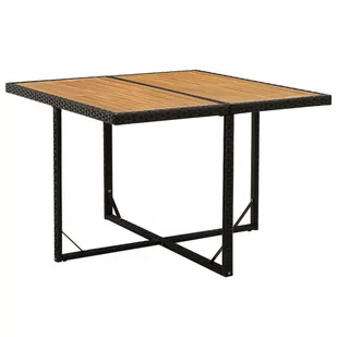 Lumarko Stół ogrodowy, czarny, 109x107x74 cm, rattan PE i akacja - Stoły ogrodowe - miniaturka - grafika 1