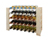 Stojaki na wino - Maxi Regał Drewniany Na 35 Butelek 64X80X30 Cm Surowy Drewno Sosnowe Naturalny Rw-51K-1 / Wamar-Sosenka - miniaturka - grafika 1