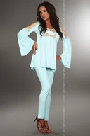 Piżamy damskie - Chloe LC 90038 peniuar i spodnie (kolor niebieski, rozmiar L) - miniaturka - grafika 1