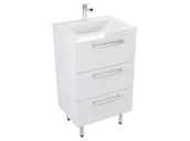 Szafki łazienkowe - Szafka Stojąca Z Umywalką ATH 50 cm - Biały Mat - Uchwyty Stal Szczotkowana - miniaturka - grafika 1