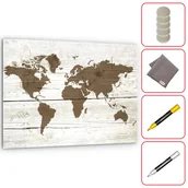 Tablice i flipcharty - Obraz szklany MAPA JASNA 60x40 cm + zestaw akcesoriów - miniaturka - grafika 1