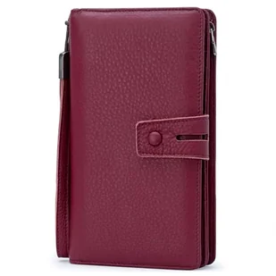 Damski Big Fat RFID skórzany portfel na nadgarstek organizer duży uchwyt na książeczkę czekową na telefon z kieszenią na zamek błyskawiczny - czerwony - duży - Portfele - miniaturka - grafika 1