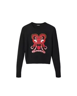 Desigual Women's Black JERS_Moon 2000 sweter damski, S - Swetry damskie - miniaturka - grafika 1
