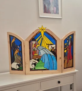 Szopka Witrażowa Świąteczna - Ozdoby bożonarodzeniowe - miniaturka - grafika 1