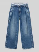 Spodnie i spodenki dla dziewczynek - Jeansy o kroju straight fit z wyhaftowanym logo - miniaturka - grafika 1