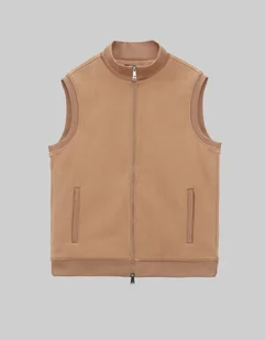 Kamizelka sportowa montemezzo beżowy slim fit - Swetry męskie - miniaturka - grafika 1