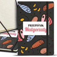 Notesy i bloczki - NOTES DO PRZEPISÓW ZESZYT KULINARNY PRZEPIŚNIK CZARNY TWOJE IMIĘ Wzory - miniaturka - grafika 1