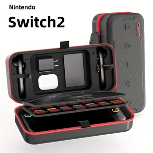 TEMU 2025 Nintendo Switch 2 Kieszonka do przechowywania konsoli do gier z 24 gniazdami na karty, kompaktowy organizator ochronny do podróży, i - Akcesoria do Nintendo - miniaturka - grafika 1
