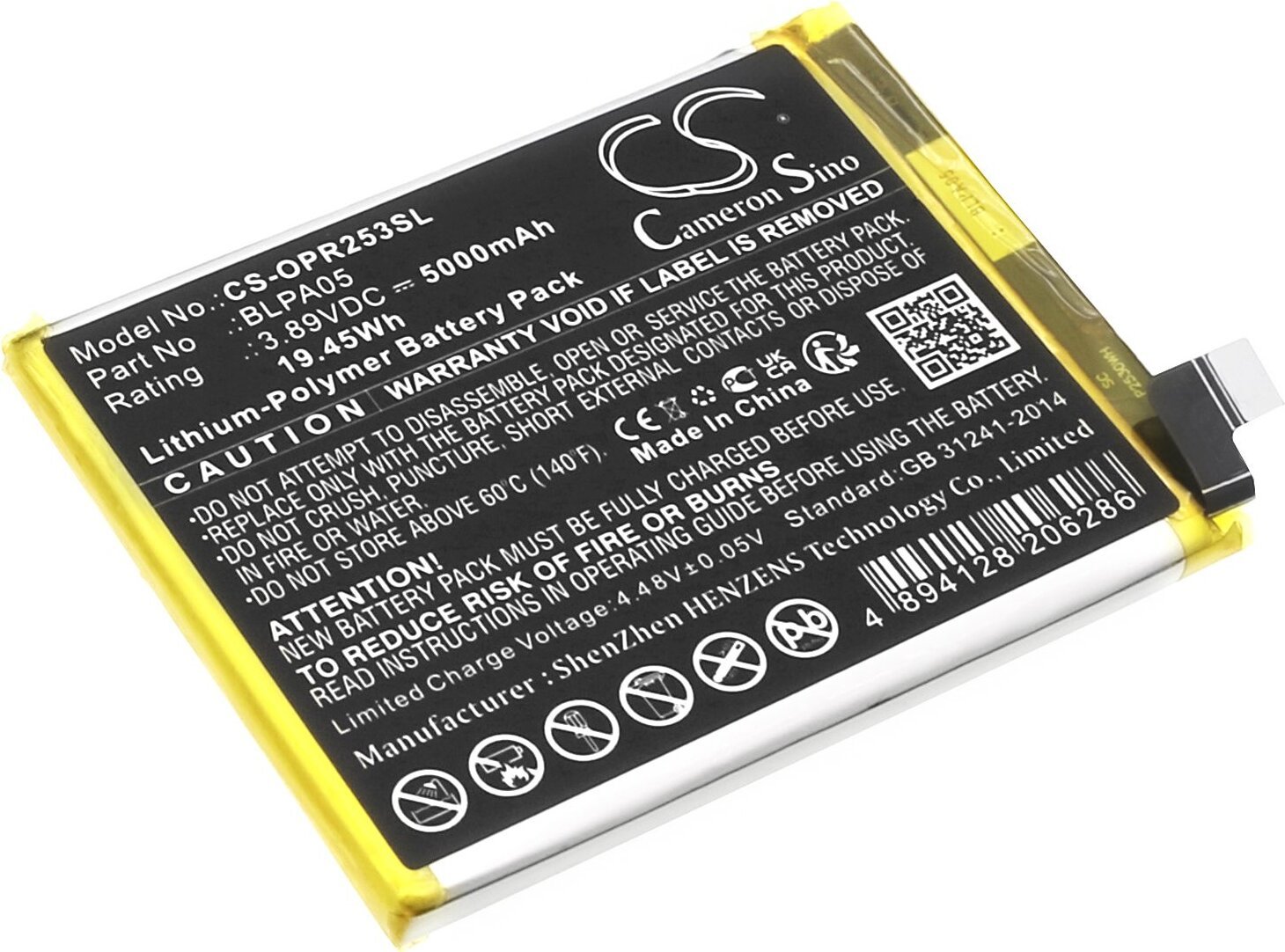 TECHTEK Baterie kompatybilny z [OPPO] CPH2531, Reno 10 5G zastępuje BLPA05
