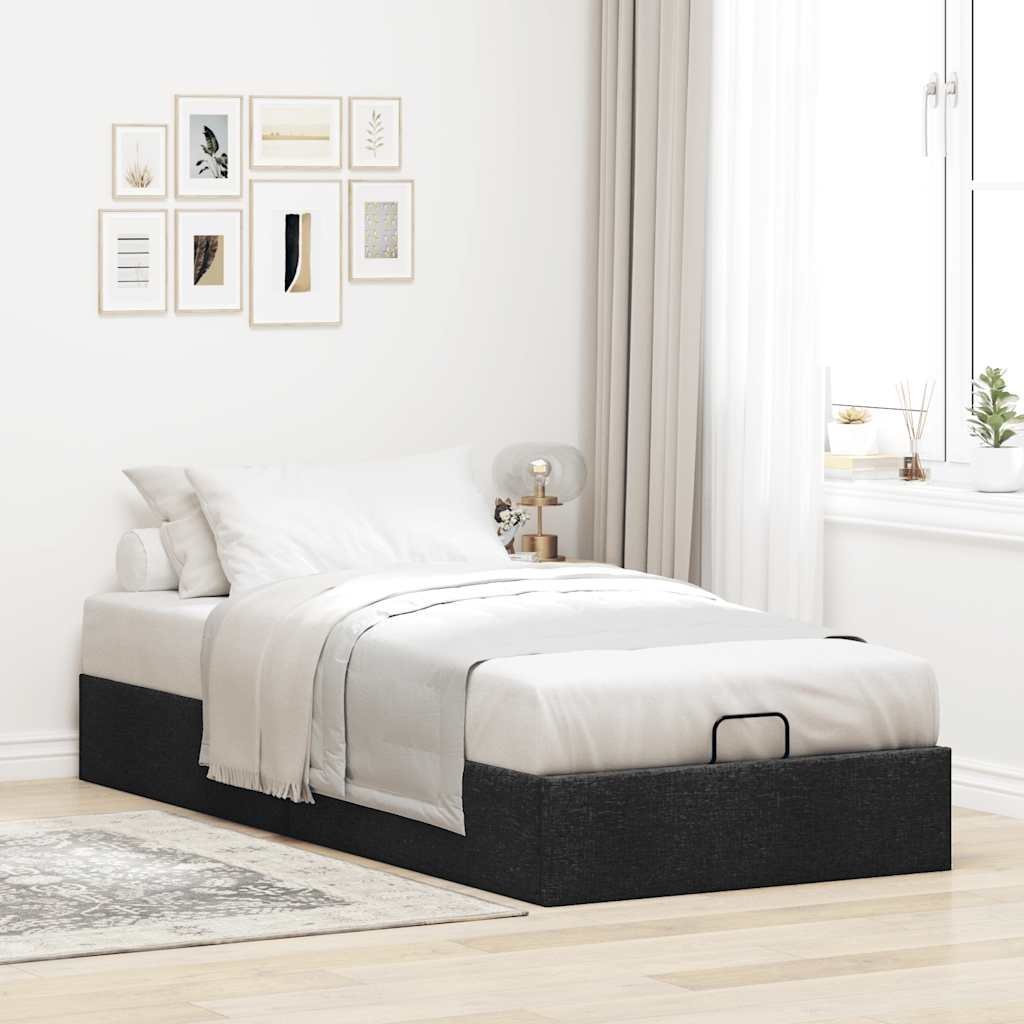 vidaXL vidaXL Rama łóżka otomana bez materaca, czarna, 100x200 cm, tkanina