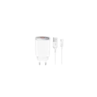 Ładowarki do telefonów - XO ładowarka sieciowa CE19 QC 18W 1x USB biała + kabel microUSB - miniaturka - grafika 1